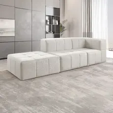 Sofá Modular 3 Lugares Bouclé Bege Nude Nude