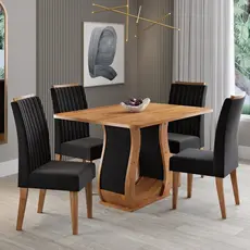 Conjunto para Sala de Jantar com 4 Cadeiras Inspirare Preto/Mel