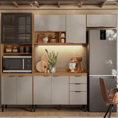 Cozinha Completa Firenze 4 Peças 10 Portas 2 Gavetas Amendola/Nude Prime Tx