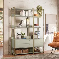 Estante Modulado Industrial Metal MDF 4 Gavetas 10 Prateleiras Off White