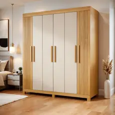 Guarda Roupa Casal 6 Portas 2 Gavetas 100% Mdf Norten Cinamomo/Off White