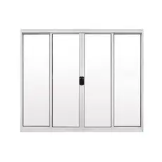 Janela de Alumínio de Correr 100x150cm 4 Folhas Hale Esquadrias Branco