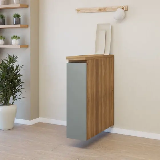 Balcão de Cozinha Porta Tempero 1 Porta 20cm 100% MDF Rainha Nature/Verde