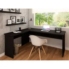 Escrivaninha Mesa Escritório em L Tampo 160cm Preto Preto