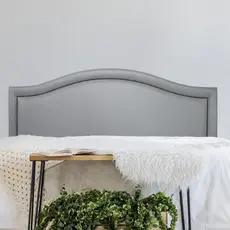 Cabeceira Casal 140x60cm Courino Curva Luxo Cinza/Fumê Cinza/Fumê