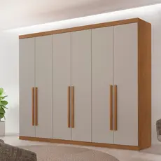 Guarda Roupa Divino Casal 6 Portas 4 Gavetas MDF Imbuia/Off White