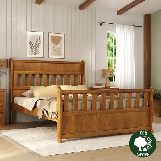 Cama Nathalia 1,60 madeira maciça Queen