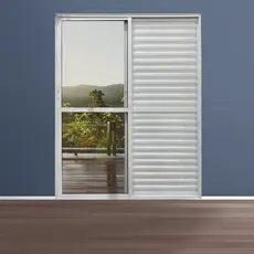 Porta Balcão de Alumínio 3 Folhas 210 x 120cm com Fechadura Linha 25 Esquadrias Bergamo Branco