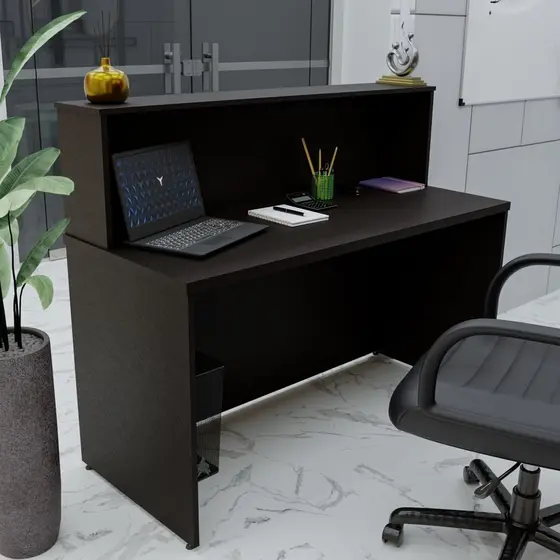Balcão Atendimento Recepção Consultório 120x60cm Preto