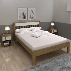 Cama de Casal  Amêndoa/Branco