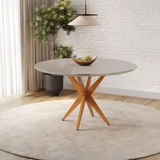 Mesa Simpatia Candian 108cm Redonda com Vidro Cinamomo/Off White