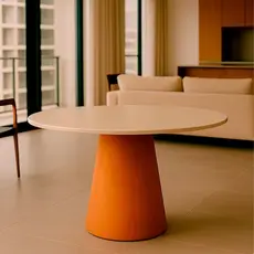 Mesa de Jantar Tampo em Mdf com Vidro e Base em Madeira 135cm Araçá 135