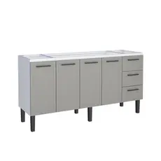 Balcão para Pia 180cm em Aço 4 Portas 4 Gavetas Juno  180