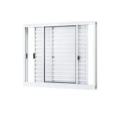 Janela de Alumínio Veneziana de Correr Lateral 3 Folhas Móveis 100x150cm Riobras Branco
