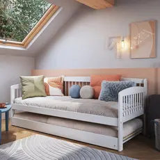 Sofá e Cama Auxiliar Andover de Madeira Maciça com Lastro Branco Branco