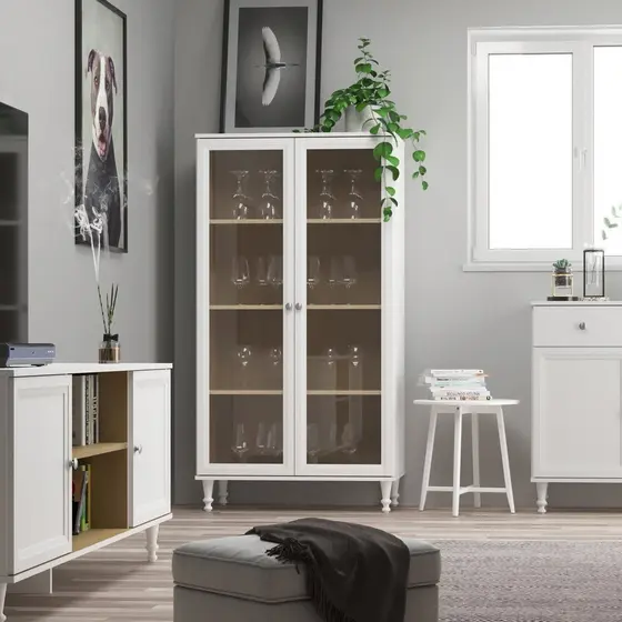Estante Para Livros Ditália 2 Portas Vidro E-957