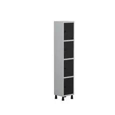 Armário Locker Guarda Volume Aço Light 4 Portas 34,5x179,5cm Cinza/Preto