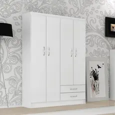 Guarda-Roupa Solteiro 4 Portas 2 Gavetas Atalaia  Branco
