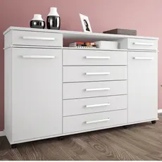 Cômoda 2 Portas 7 Gavetas Paris Espresso Móveis Branco