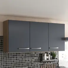 Armário de Cozinha Aéreo Suspenso 3 Portas Cinza/Castanho
