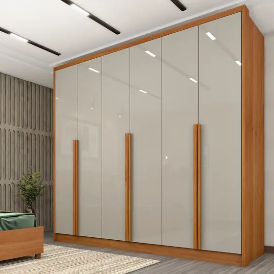 Guarda Roupa Casal 100% MDF 6 Portas 6 Gavetas Sol 243cm Yescasa Off-White/Cinamomo