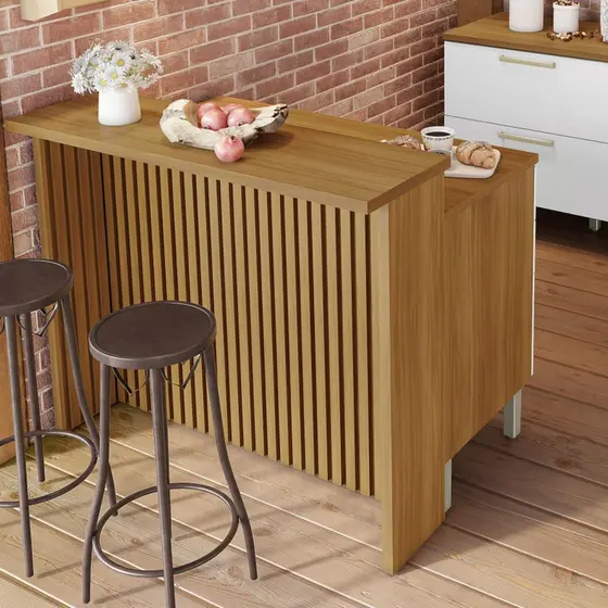 Painel Ripado Bancada Para Cozinha 120Cm  100% Mdf Freijó