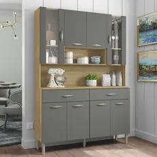 Armário de Cozinha 8 Portas 2 Gavetas Golden  Freijó/Gris
