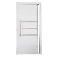 Porta Lambril de Alumínio Esquerda 210 x 90cm com Friso e Visor Linha Veneza Esquadrias Bergamo Branco