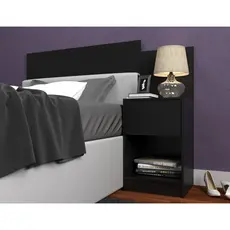 Cabeceira de Solteiro Altesa Gaveta e 1 Nicho Preto Preto