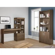 Conjunto 2 Peças 1 Escrivaninha com Estante 1 Armário 2 Portas Espresso Móveis Nogal Trend Nogal Trend