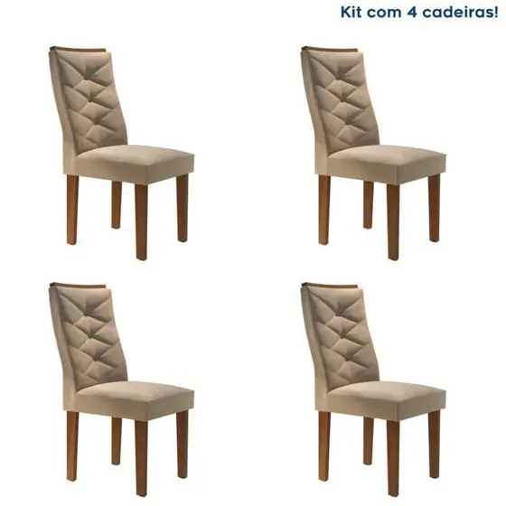 Conjunto 4 Cadeiras para Sala de Jantar Germany Chocolate