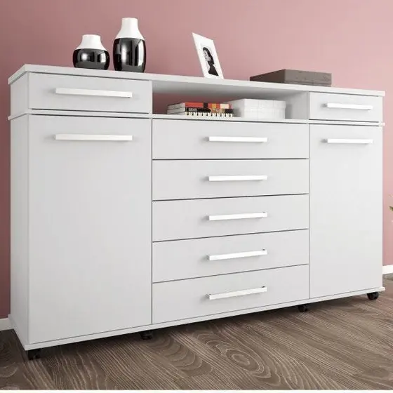 Cômoda 7 Gavetas 2 Portas com Rodízios London Yescasa Branco