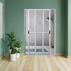 Porta Sacada de Alumínio 2 Folhas Móveis 210 X 150cm com Fechadura Linha 25 Branco