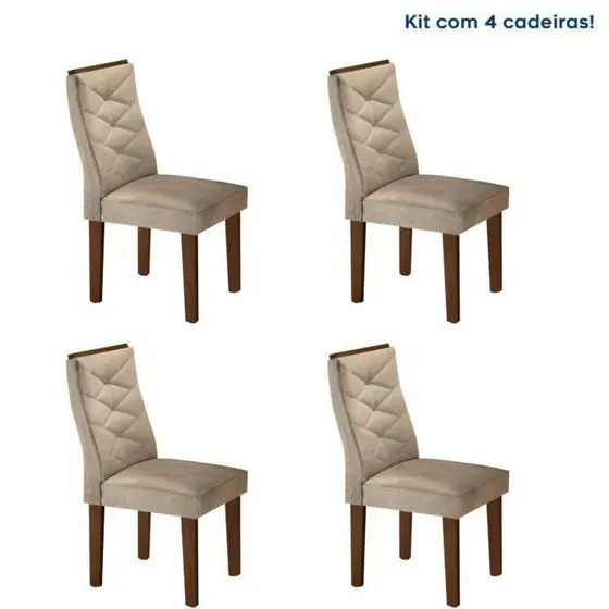 Conjunto 4 Cadeiras para Sala de Jantar Germany Chocolate