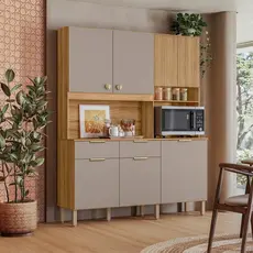 Armário de Cozinha Compacta 7 Portas 2 Gavetas Tropical Freijó/Fendy