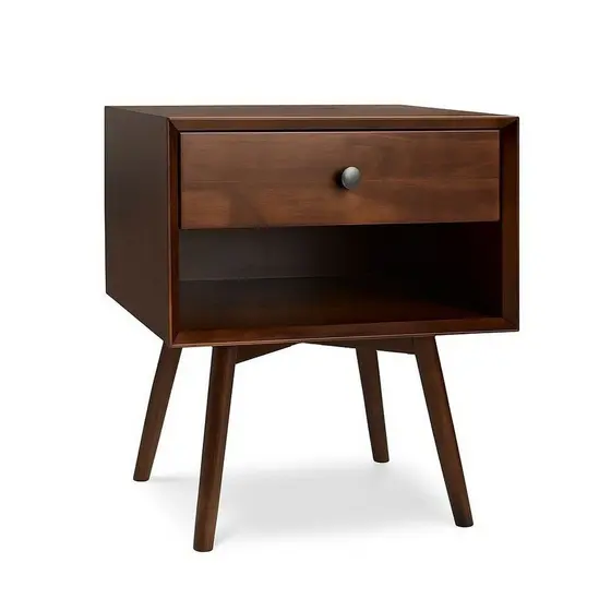 Mesa Cabeceira 1 Gaveta 60,7cm X 50cm Empório Marrom Walnut Walnut