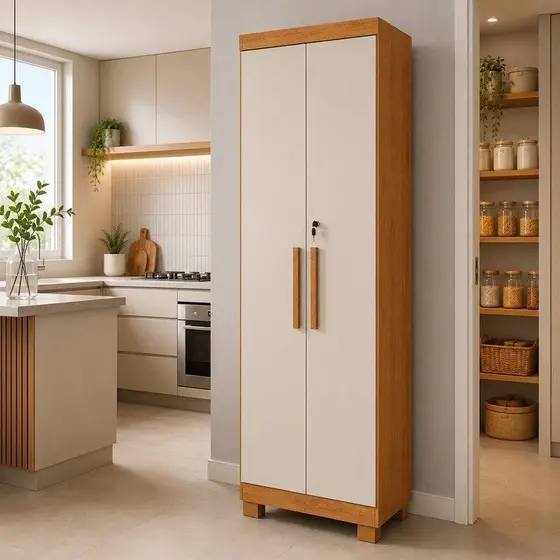 Armário Multiuso 2 Portas com Chave 100% MDF Toronto Yescasa Cinamomo/Off White Cinamomo/Off White
