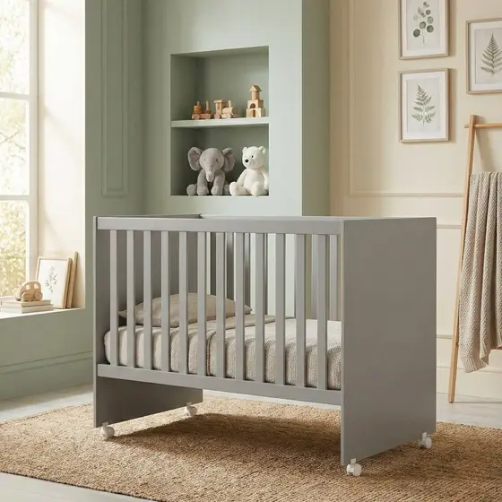Berço Americano Infantil 3 em 1 Mdf Helena Cinza