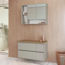 Conjunto para Banheiro Gabinete Suspenso 80cm com Espelheira Belarus Arenas