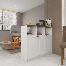 Mesa Bancada Balcão Ilha para Cozinha com 3 Portas e Nichos