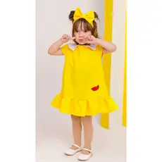 Vestido infantil Vestido para crianca amarelo magali festa aniversario baby casual menina
