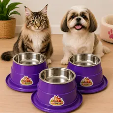 Comedouro Bebedouro Anti-Formigas 300ml Inox FN Pets Cães e Gatos | Base com Água cachorro e gato