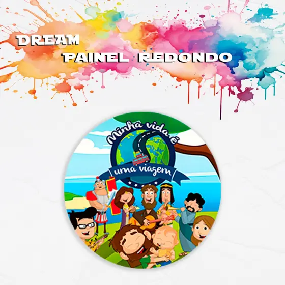 Painel Redondo Tematico Minha vida é Uma Viagem Culturas Raças Decoração Evento Cenario Fotografico Tecido Sublimado