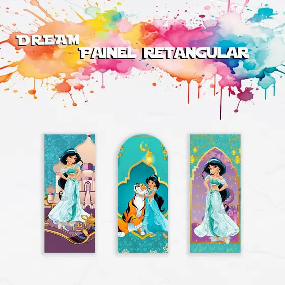 Capa Para Painel Retangular  e Romano Temarico Jasmine Princesa Aladin Decoração menina Elegante Cenario 2m x 1m