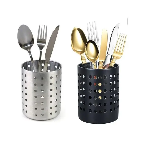 Porta Talher Escorredor Vazado Cozinha Porta Objetos De Inox-CLINK