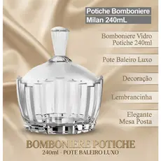 Bomboniere Vidro Potiche 240ml Pote Baleiro Luxo Decoração Lembrancinha Elegante Mesa Posta