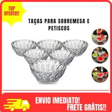 Jogo Sobremesa Taças Tigela Bowl 6 ou 18 Peças 170ml Vidro Desenhado Pote Doce Sorvete Aperitivo
