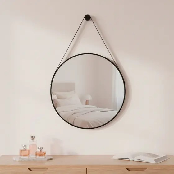 Espelho Adnet Redondo Suspenso Decoração Sala Antigo 30cm C/ Suporte para Fixação - Casa Domo