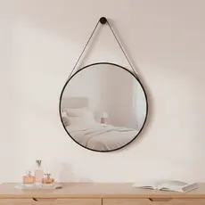 Espelho Adnet Redondo Suspenso Decoração Sala Antigo 30cm C/ Suporte para Fixação - Casa Domo