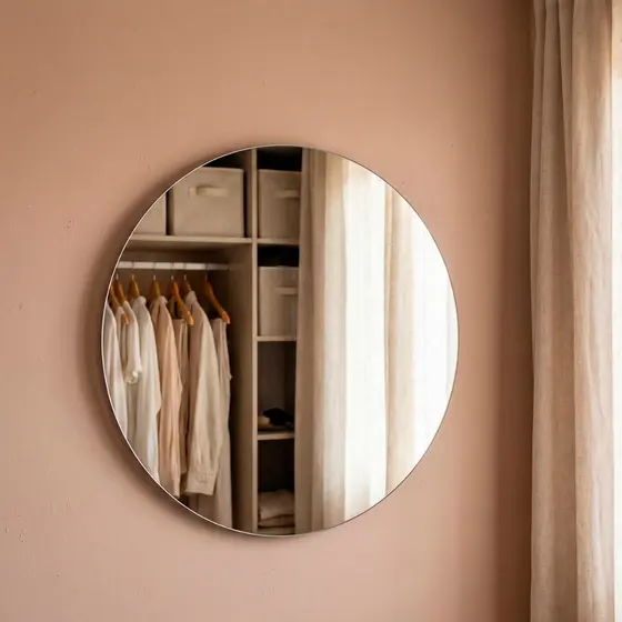 Espelho Lapidado Redondo 60cm com Fita Dupla Face Ideal para Sala, Quarto e Banheiro